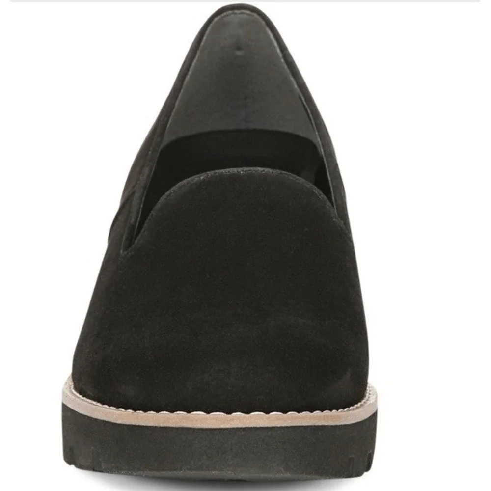 Vionic‎ Willa Black Suede Leather Wedge Womens 7.5 Medium Shoes Arch Support New